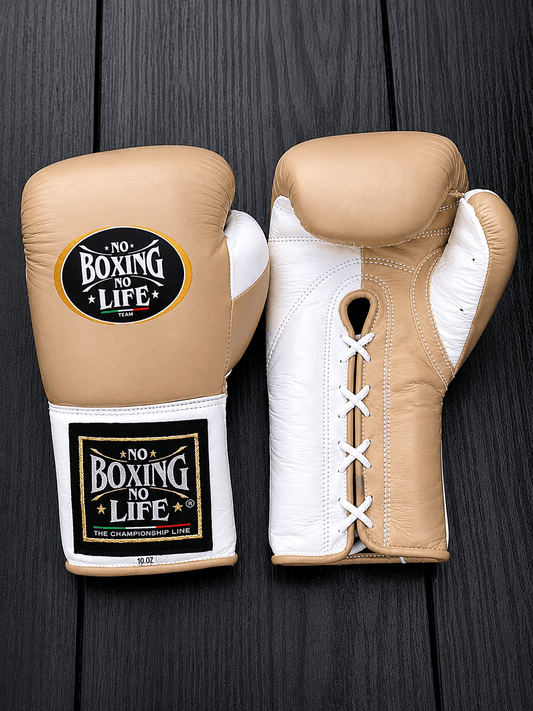 No Boxing No Life Beige/White Boxing Gloves Beginner Friendly Training Gloves