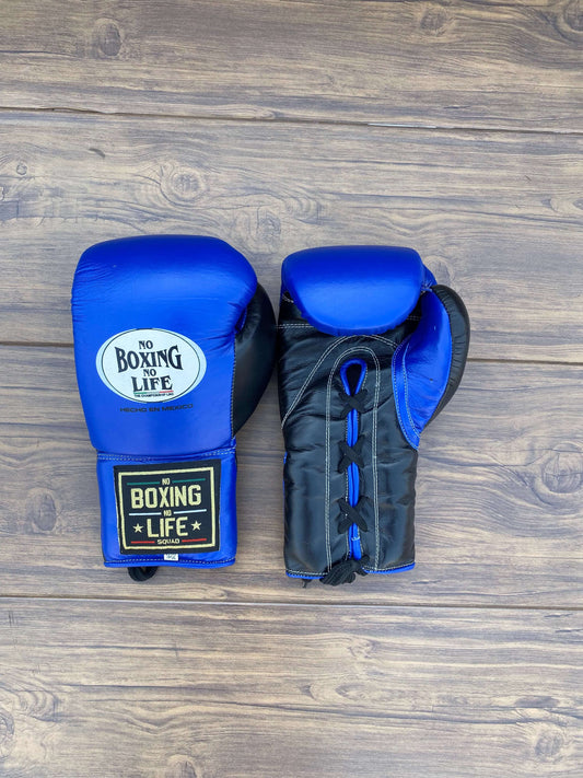 No Boxing No Life Gloves Blue/Black Training Gloves Front View