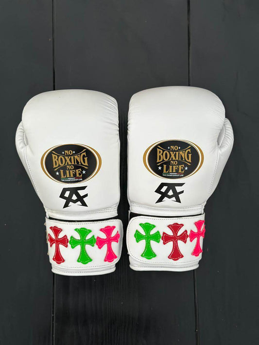 No Boxing No Life White Boxing Gloves Sparring Training Gloves
