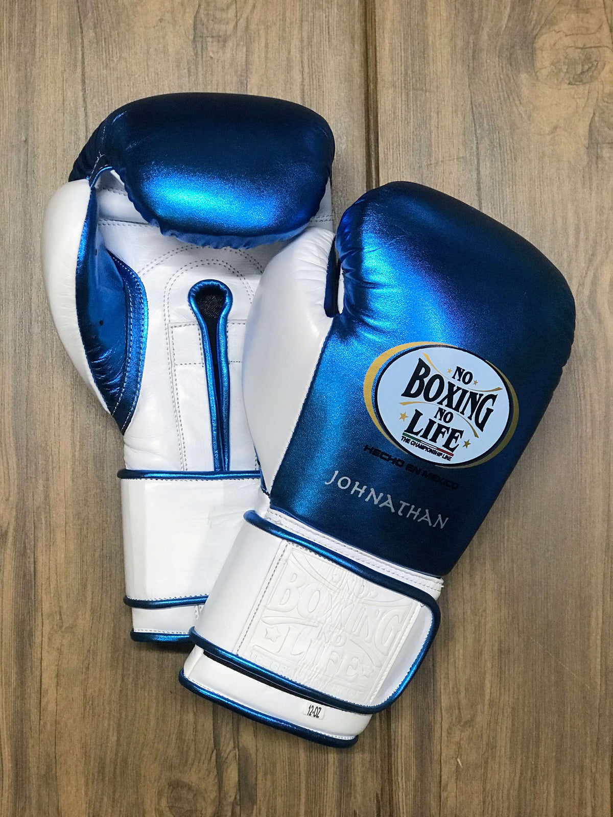 No Boxing No Life Gloves Blue/White Padded Gloves for Training
