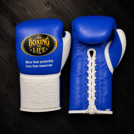 No Boxing No Life Gloves Blue/White Padded Gloves for Training