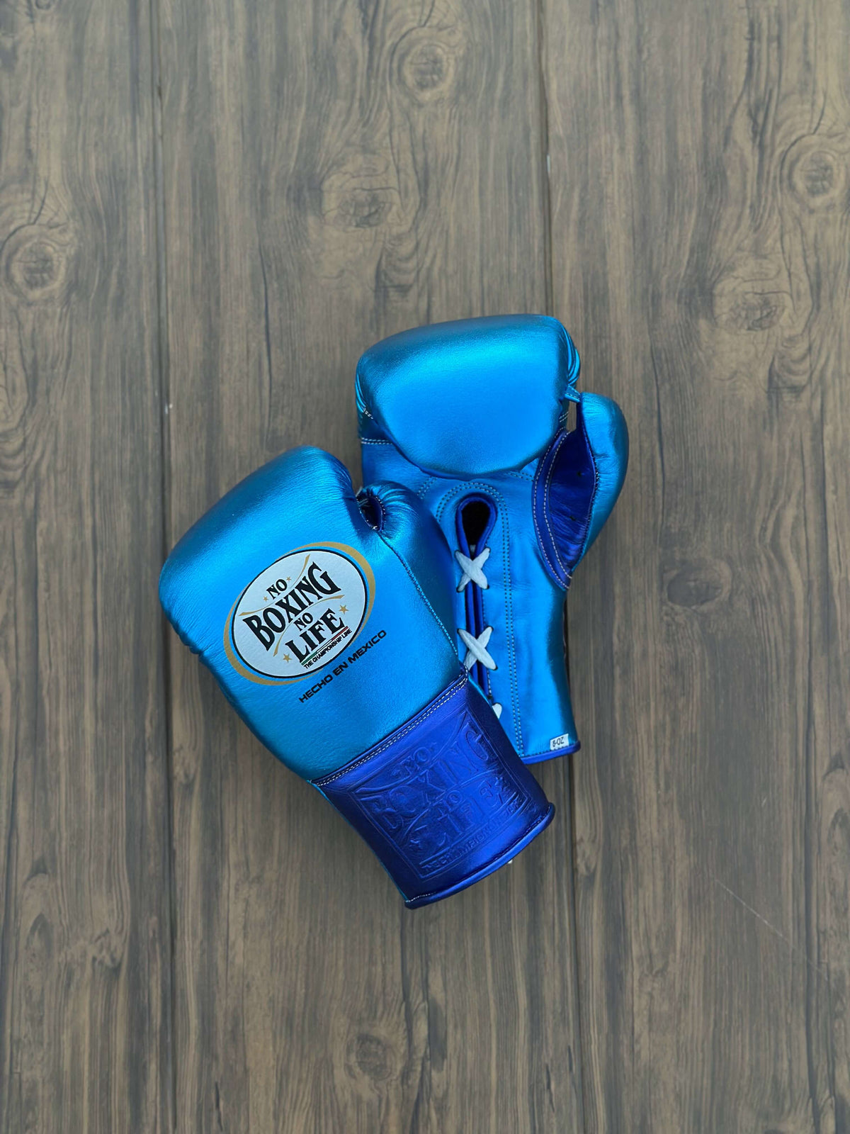 No Boxing No Life Gloves Sky-Blue Leather Training Gloves for Sparring