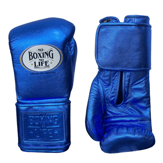 No Boxing No Life Blue Leather Boxing Gloves Custom Fit Training