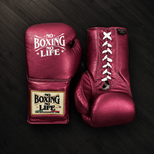 No Boxing No Life Gloves Dark-Pink Padded Leather Gloves for Heavy Bag Work