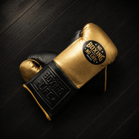 No Boxing No Life Gloves Gold/Black Leather Training Gloves for Heavy Training