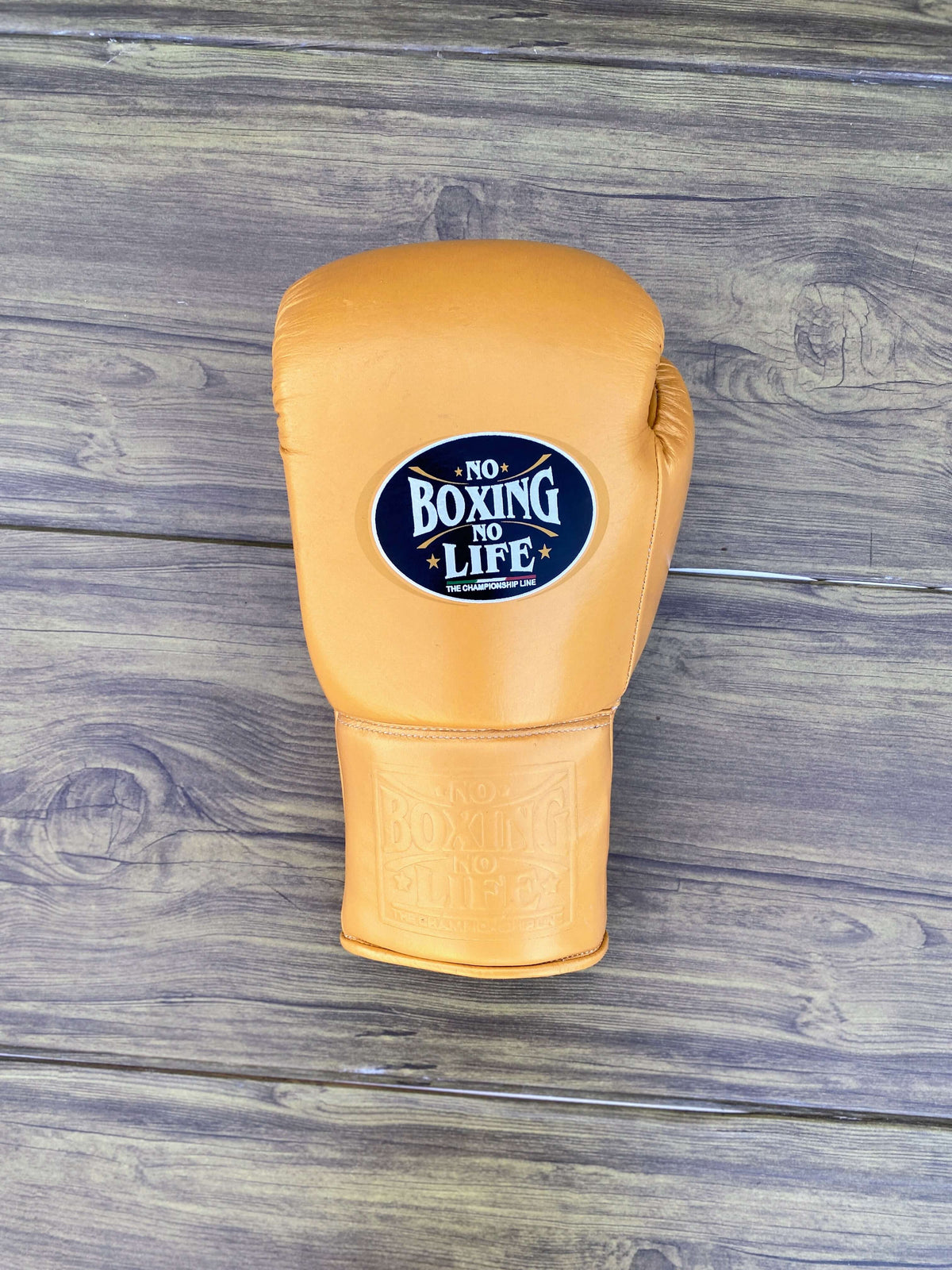 No Boxing No Life Gloves Golden Leather Training Gloves for Boxing