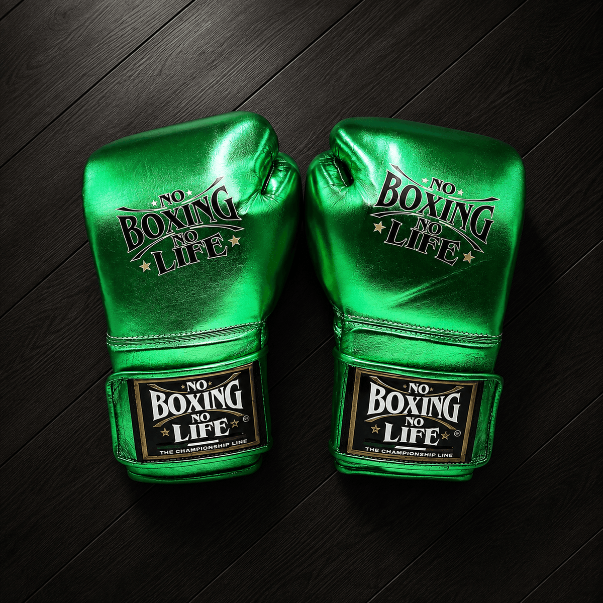 No Boxing No Life Gloves Green Curved Leather Gloves for MMA Training