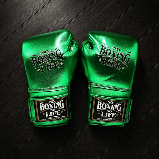 No Boxing No Life Gloves Green Curved Leather Gloves for MMA Training