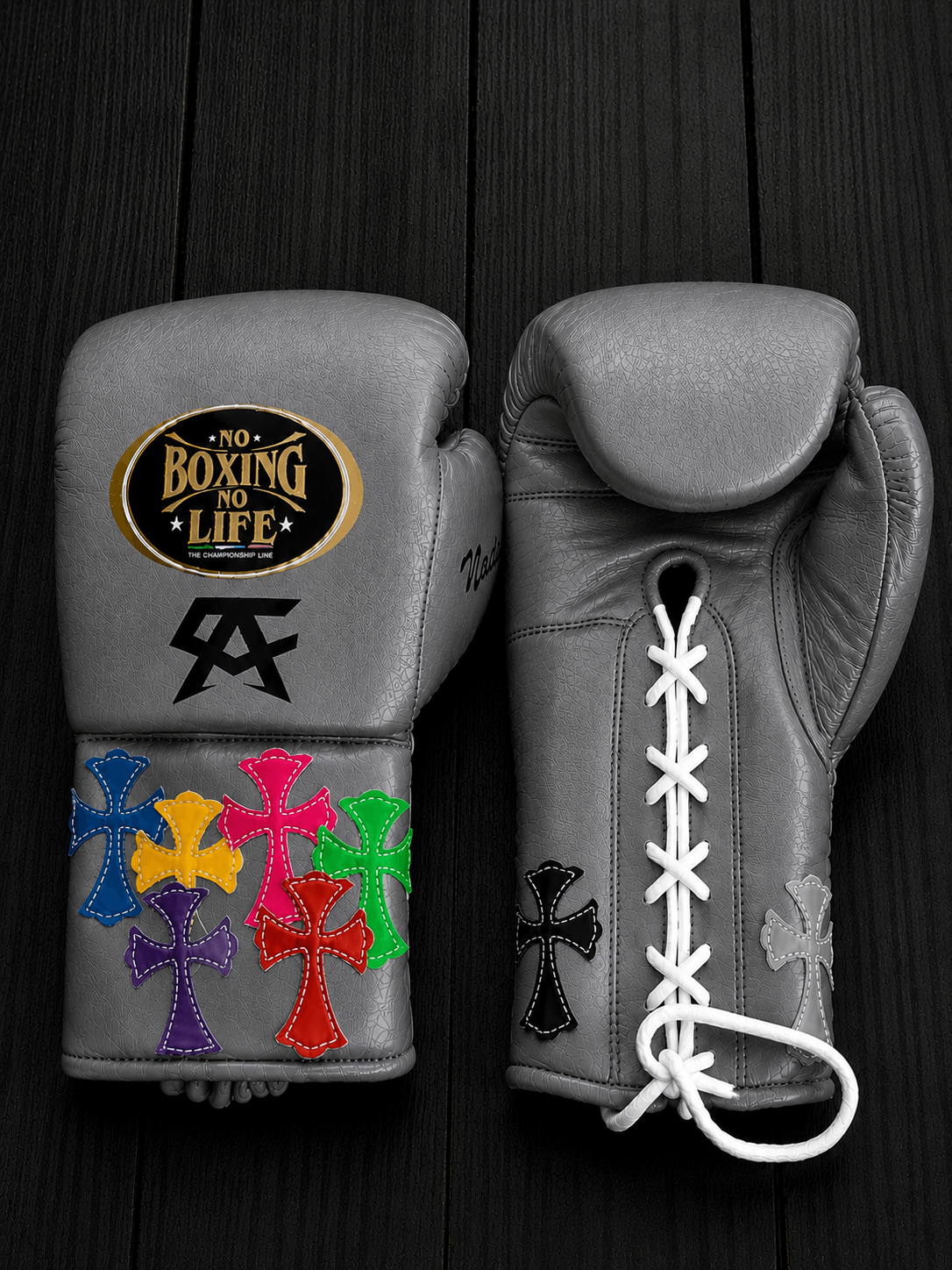No Boxing No Life Grey Boxing Gloves Premium Gym Training Pair