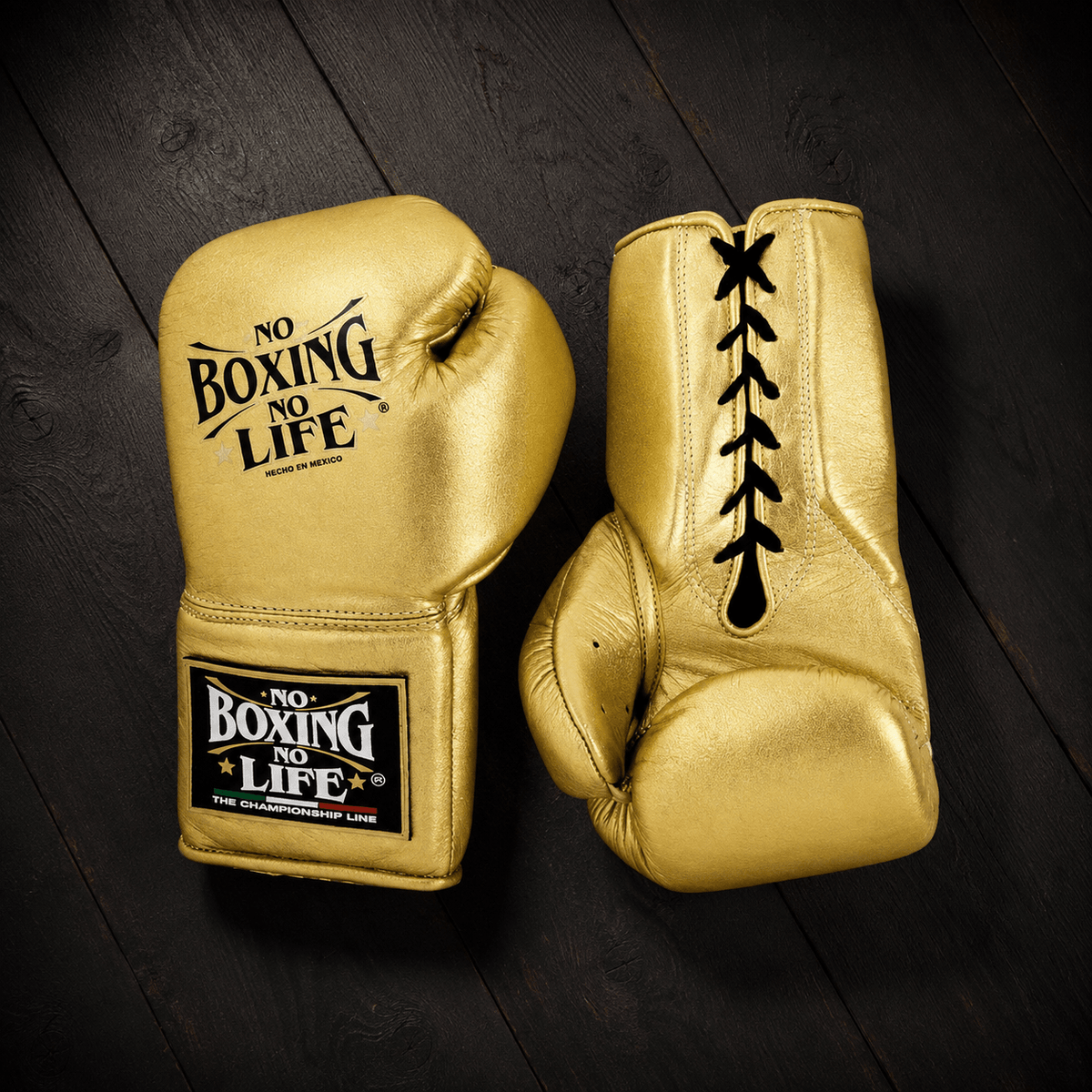 No Boxing No Life Gloves Light-Gold Leather Gloves for Pad Work