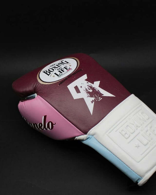 No Boxing No Life Maroon/Blue/White/Pink Lace-Up Boxing Gloves Classic Training Gloves