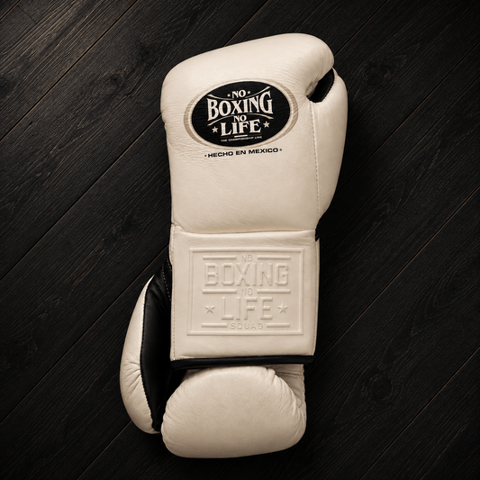 No Boxing No Life Gloves Off White Leather Training Gloves for Sparring