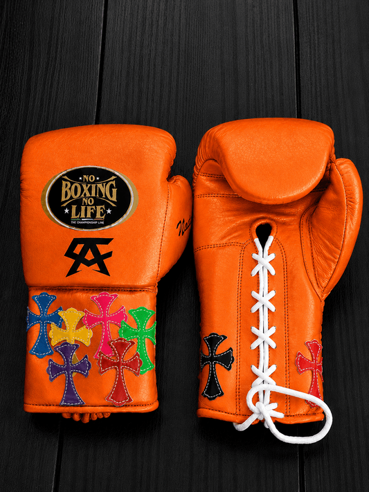 No Boxing No Life Orange Leather Boxing Gloves Custom Fit Trainingrange 