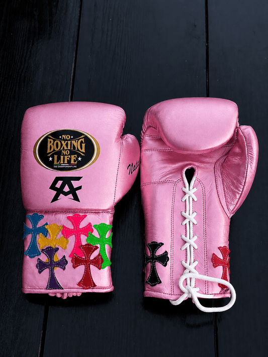 No Boxing No Life Pink Boxing Gloves Custom Fit Gym Training