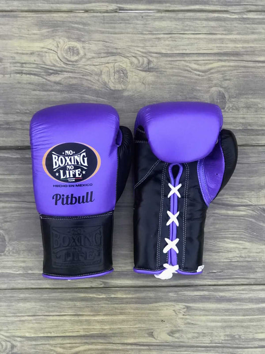 No Boxing No Life Purple/Black Leather Boxing Gloves Custom Fit Training
