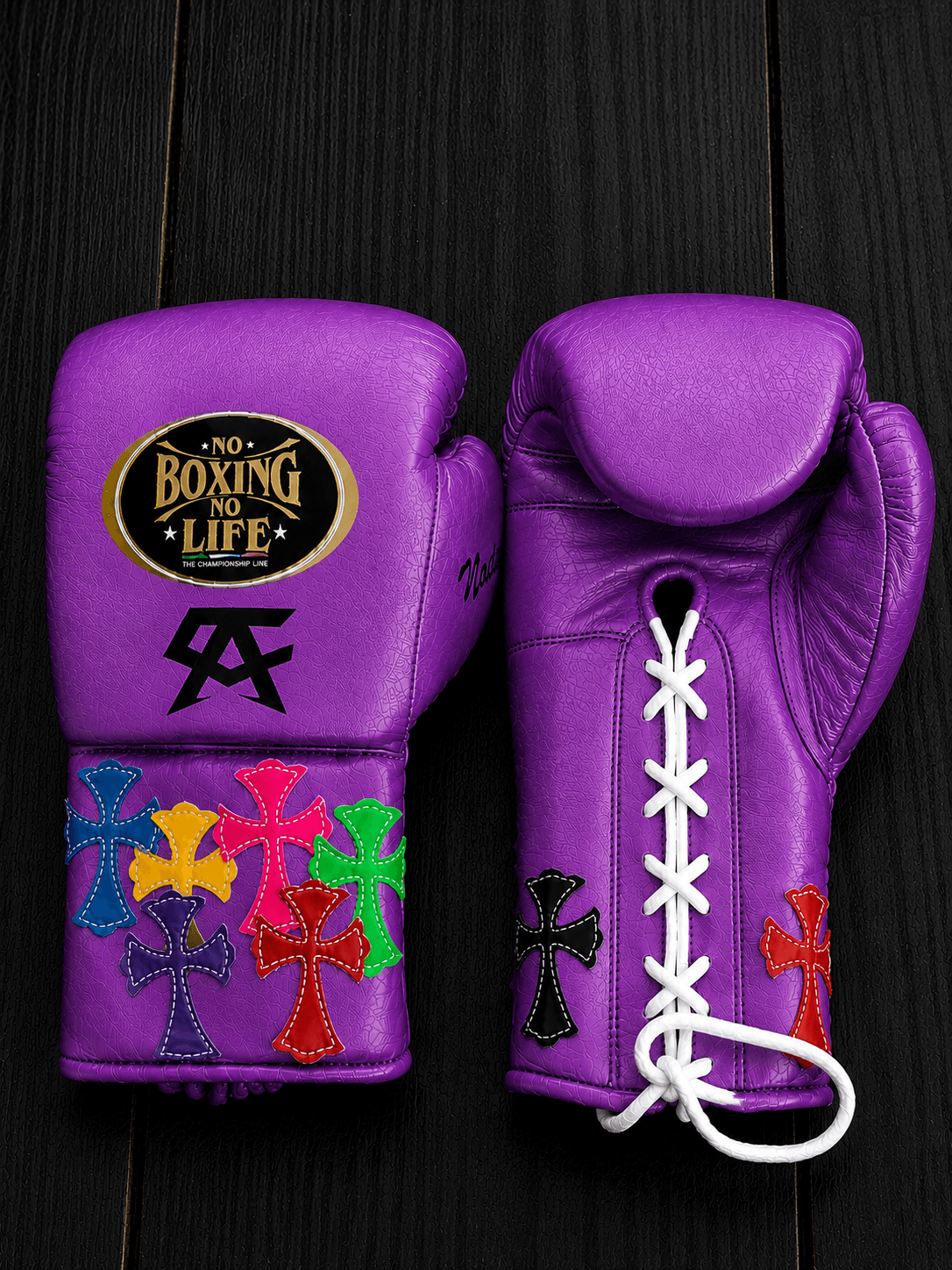 No Boxing No Life Purple Boxing Gloves 14oz Premium Training Gloves