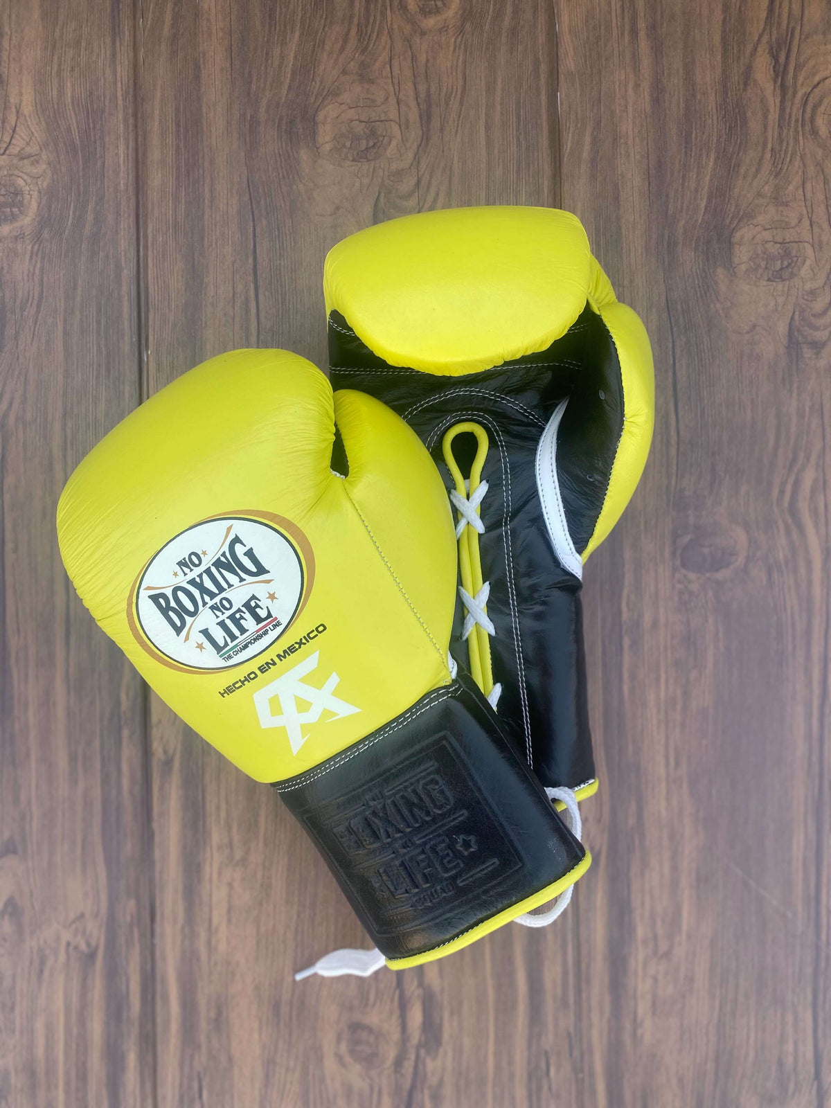 No Boxing No Life Gloves Yellow/Black Leather Training Gloves for Boxing