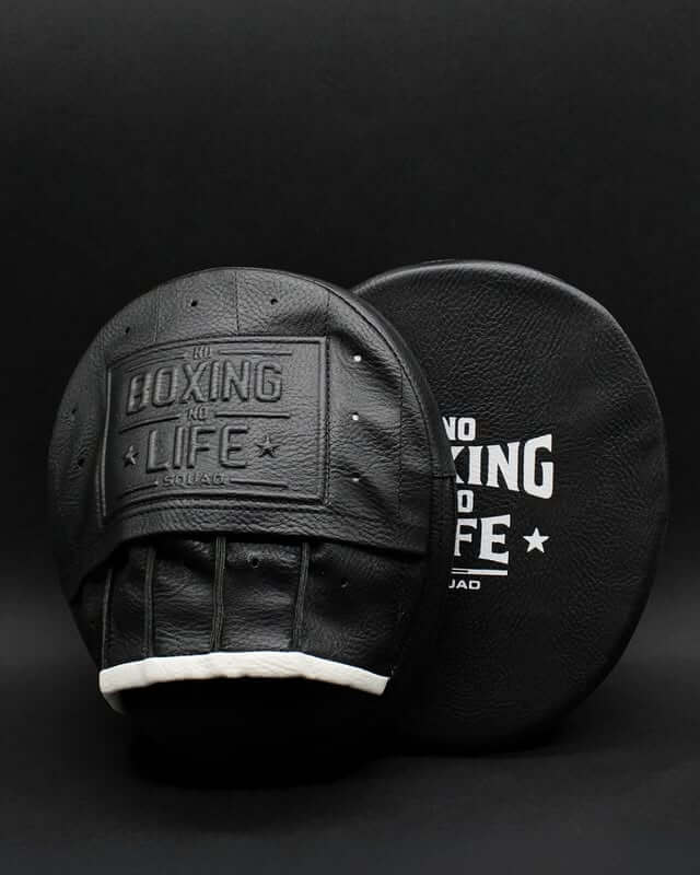 No Boxing No Life Punching Mitts Black Leather Focus Mitts for Training