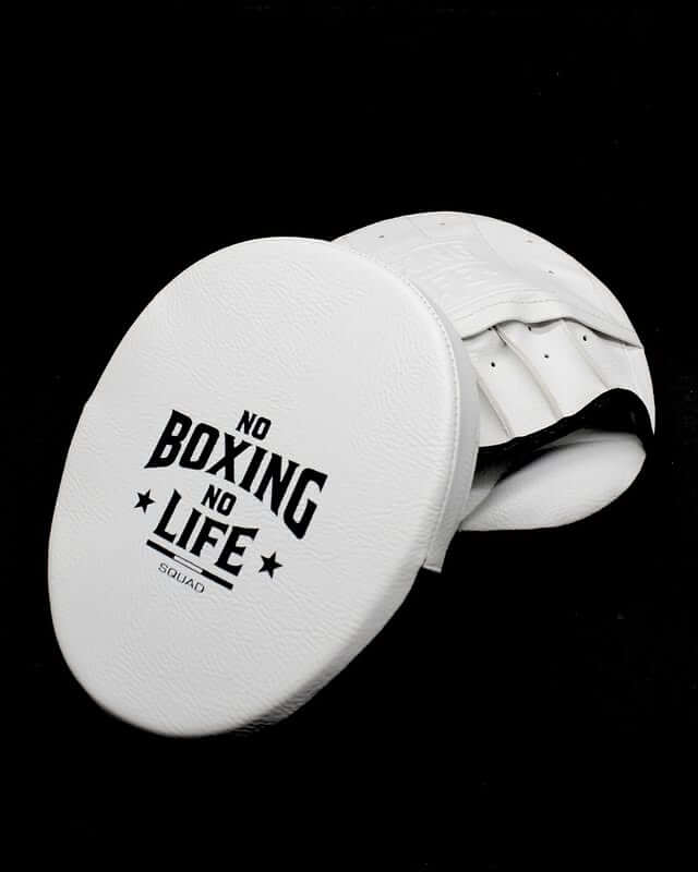 No Boxing No Life Punching Mitts White Leather Mitts with Thick Padding