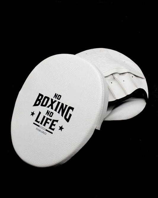 No Boxing No Life Punching Mitts White Leather Mitts with Thick Padding