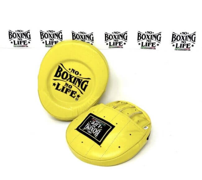 No Boxing No Life Punching Mitts Yellow Leather Mitts with Secure Straps