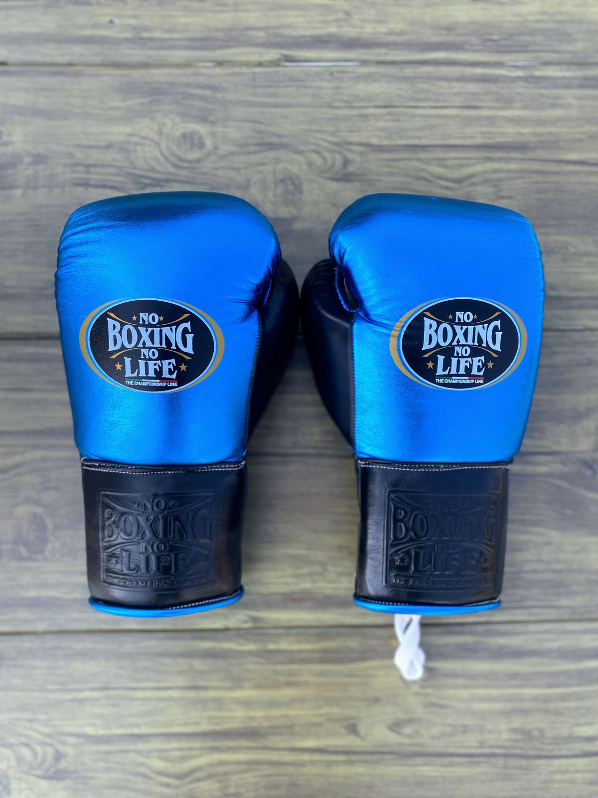 No Boxing No Life Boxing Set Blue/Black Gloves Back View