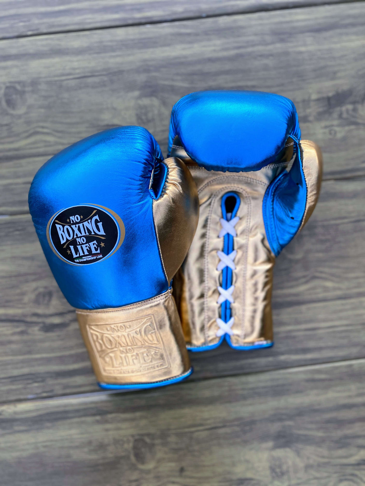 No Boxing No Life Boxing Gloves Set Blue/Gold Great Value Training Pack Gloves View
