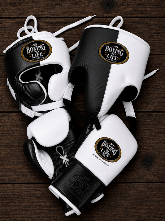 No Boxing No Life Boxing Gloves Set Black/White Heavy Duty Training Collection