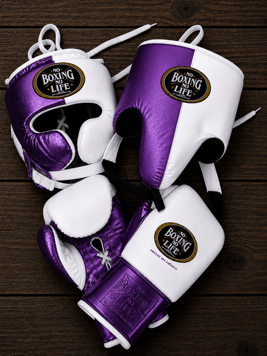 No Boxing No Life Leather Boxing Set Purple/White Gym Training Kit