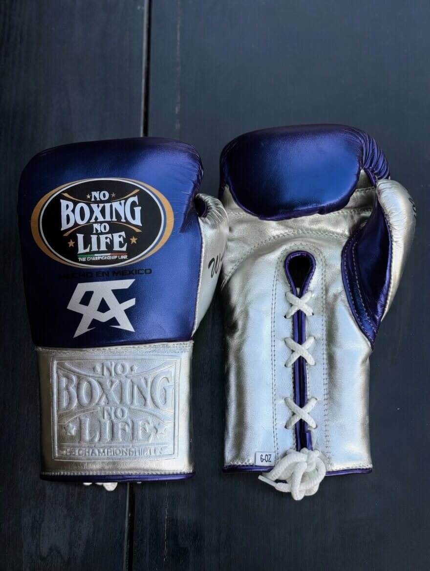 No Boxing No Life Dark-Blue/Silver Boxing Gloves Sparring Training Gloves