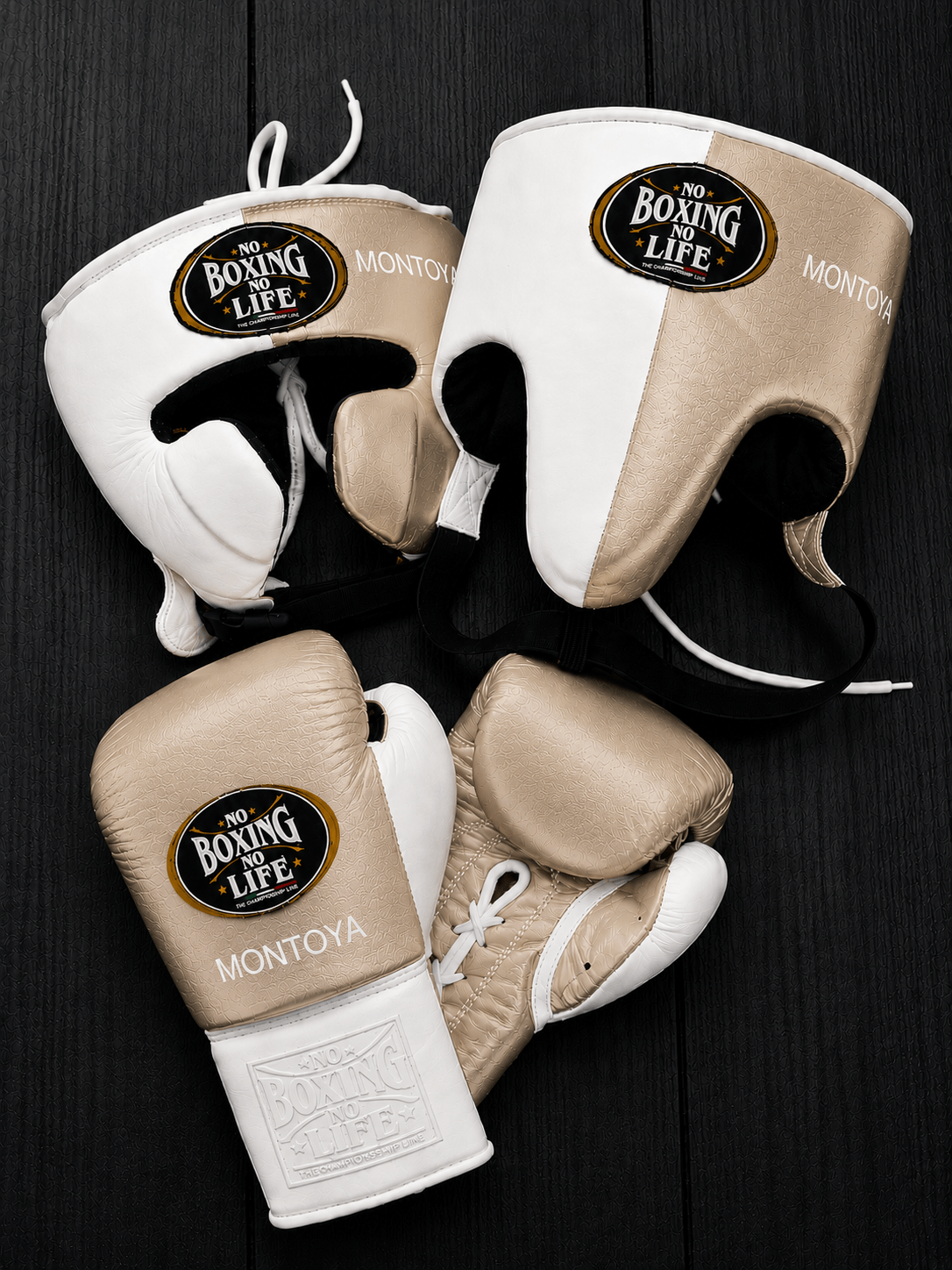 No Boxing No Life Beige/White Boxing Set Heavy Duty Gloves Training Collection