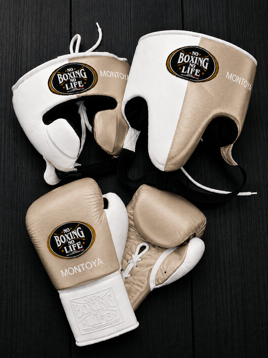 No Boxing No Life Beige/White Boxing Set Heavy Duty Gloves Training Collection