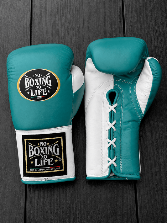 No Boxing No Life Teal/White 14oz Boxing Gloves High Quality Gym Gloves