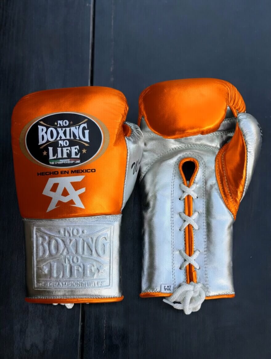 No Boxing No Life Orange/Silver Boxing Gloves Custom Fit Gym Training