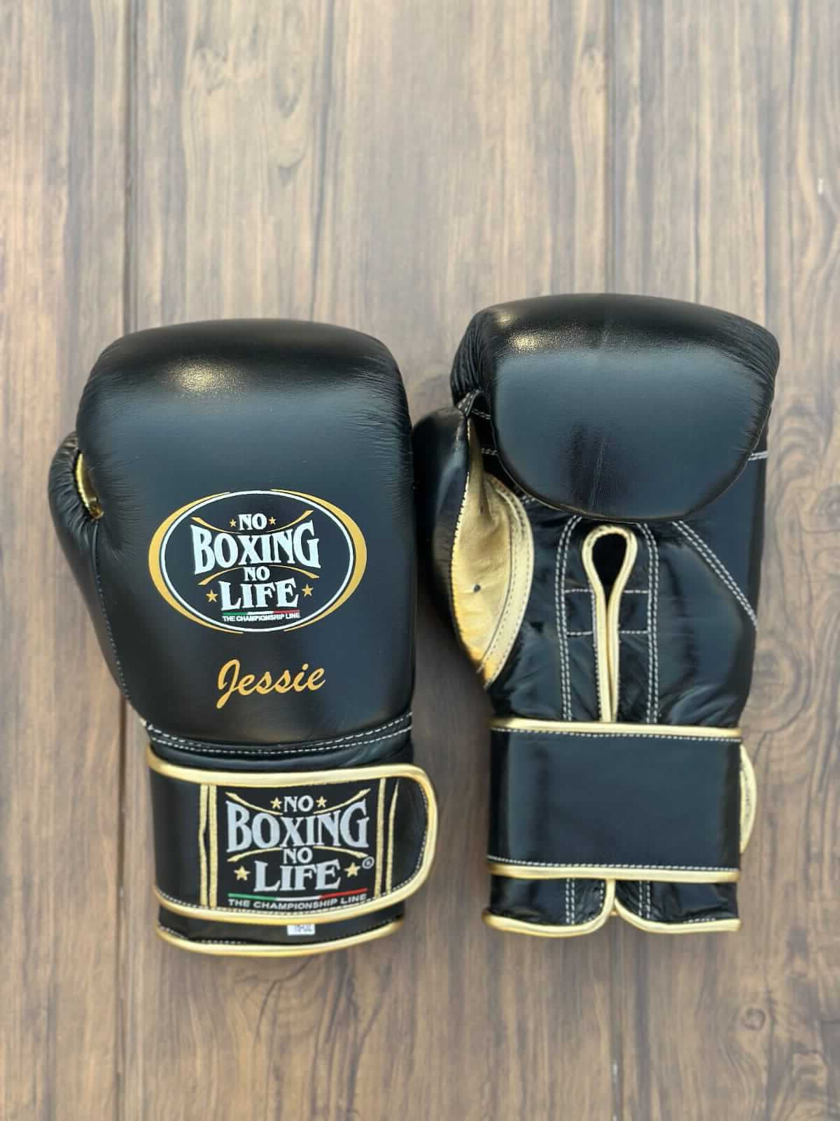 No Boxing No Life Black/Gold Boxing Gloves 14oz Premium Training Gloves