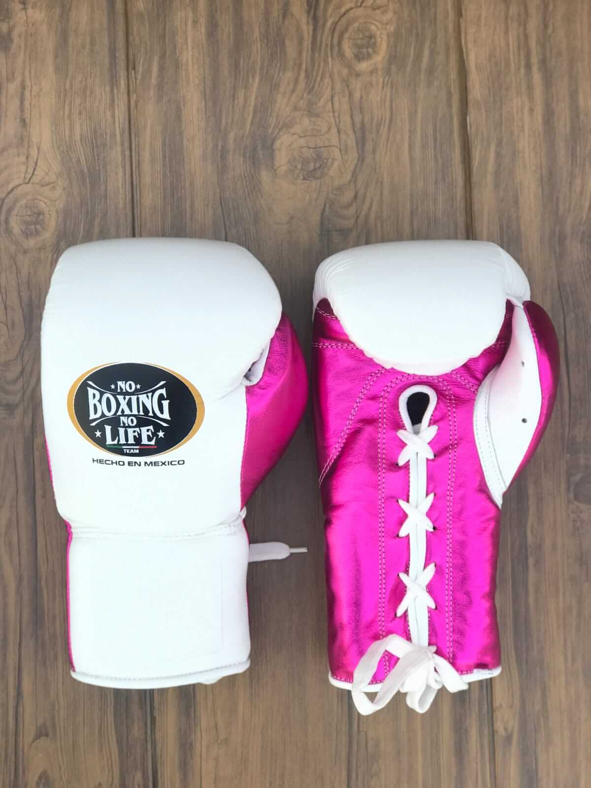 No Boxing No Life White/Pink Boxing Gloves Women Fitness Training Gloves