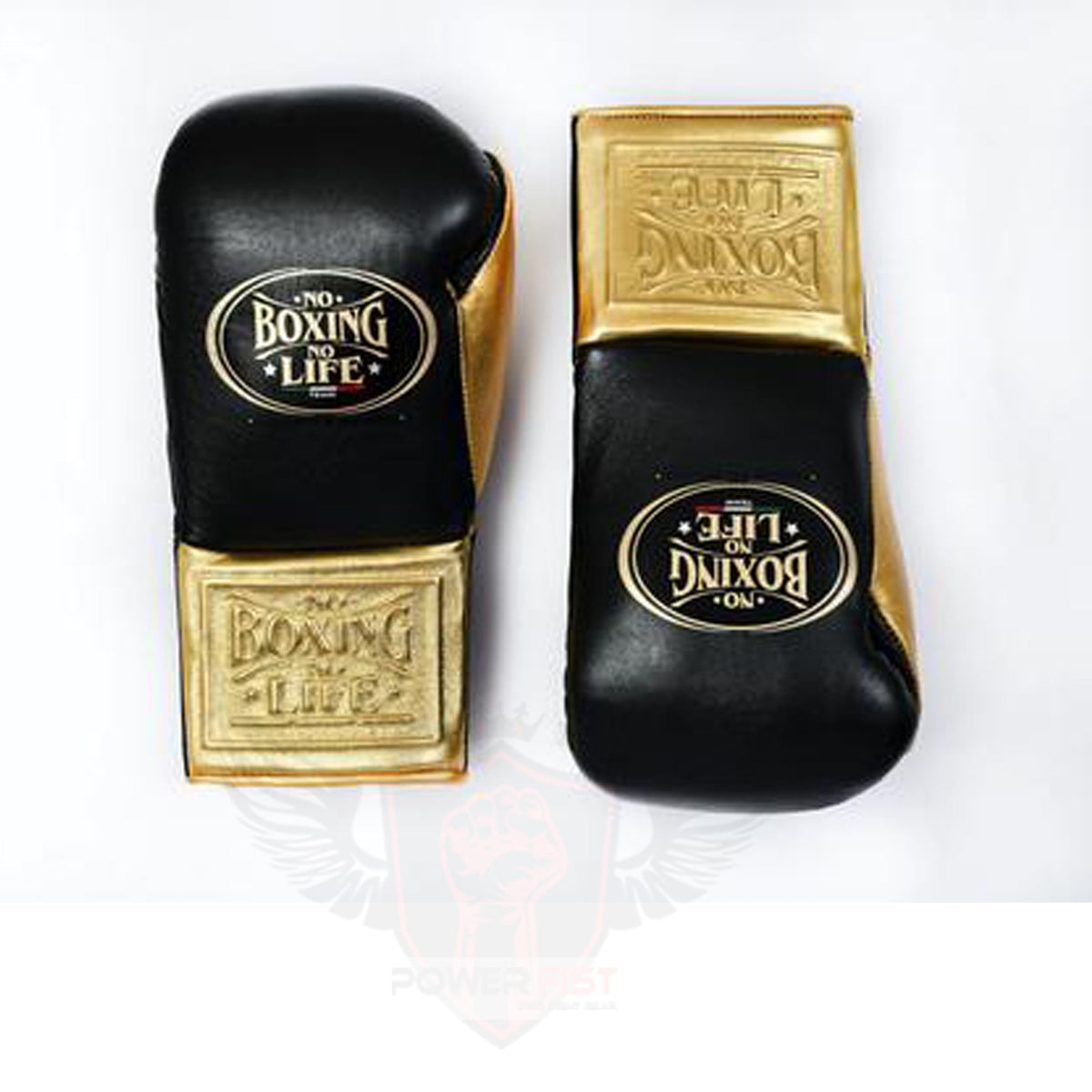 No Boxing No Life Black/Gold Boxing Gloves Durable Sparring Gloves Close Up