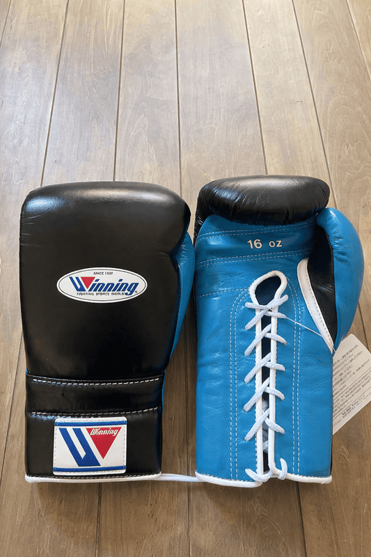Winning Black/Blue Boxing Gloves Premium Quality Training