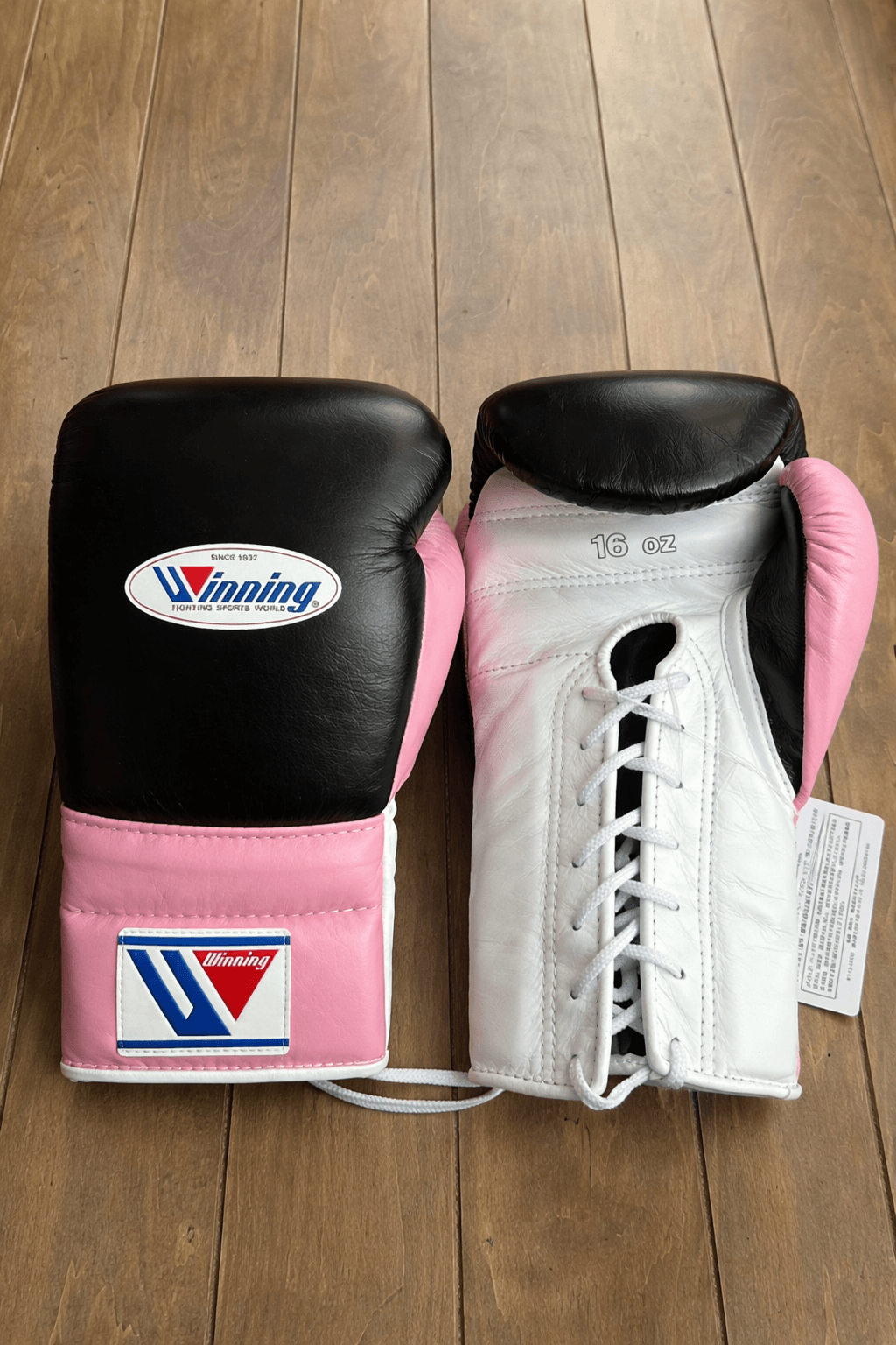 Winning Black/Pink/White Boxing Gloves Custom Fit Gym Training