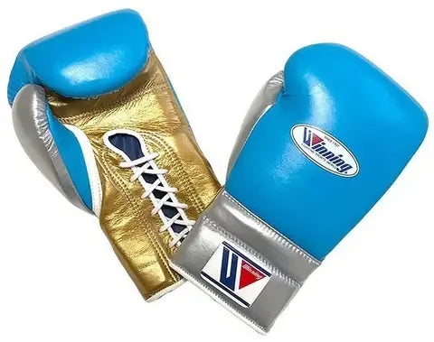 Winning Blue/Gold/Grey Boxing Gloves Premium Gym Training Pair