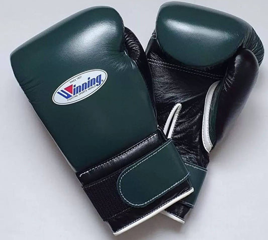 Winning Green/Black Boxing Gloves 14oz Premium Training Gloves