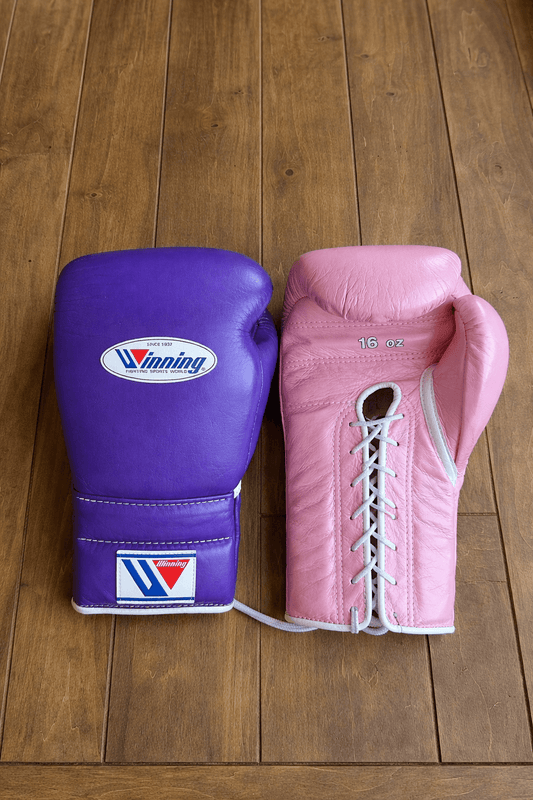 Winning Boxing Gloves Purple/Pink 14oz Leather Training Gloves