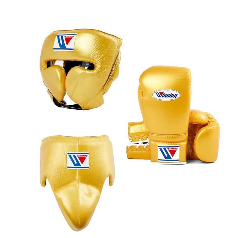 Winning Full Gear Boxing Set Gold 14oz Gloves Training Pack