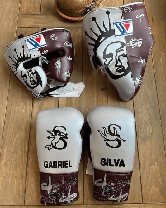 Winning Leather Boxing Set Silver/Brown Custom Training Collection