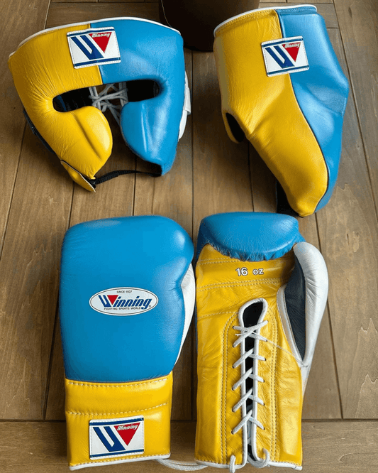 Winning Blue/Yellow/White Complete Boxing Set Customizable Training Bundle