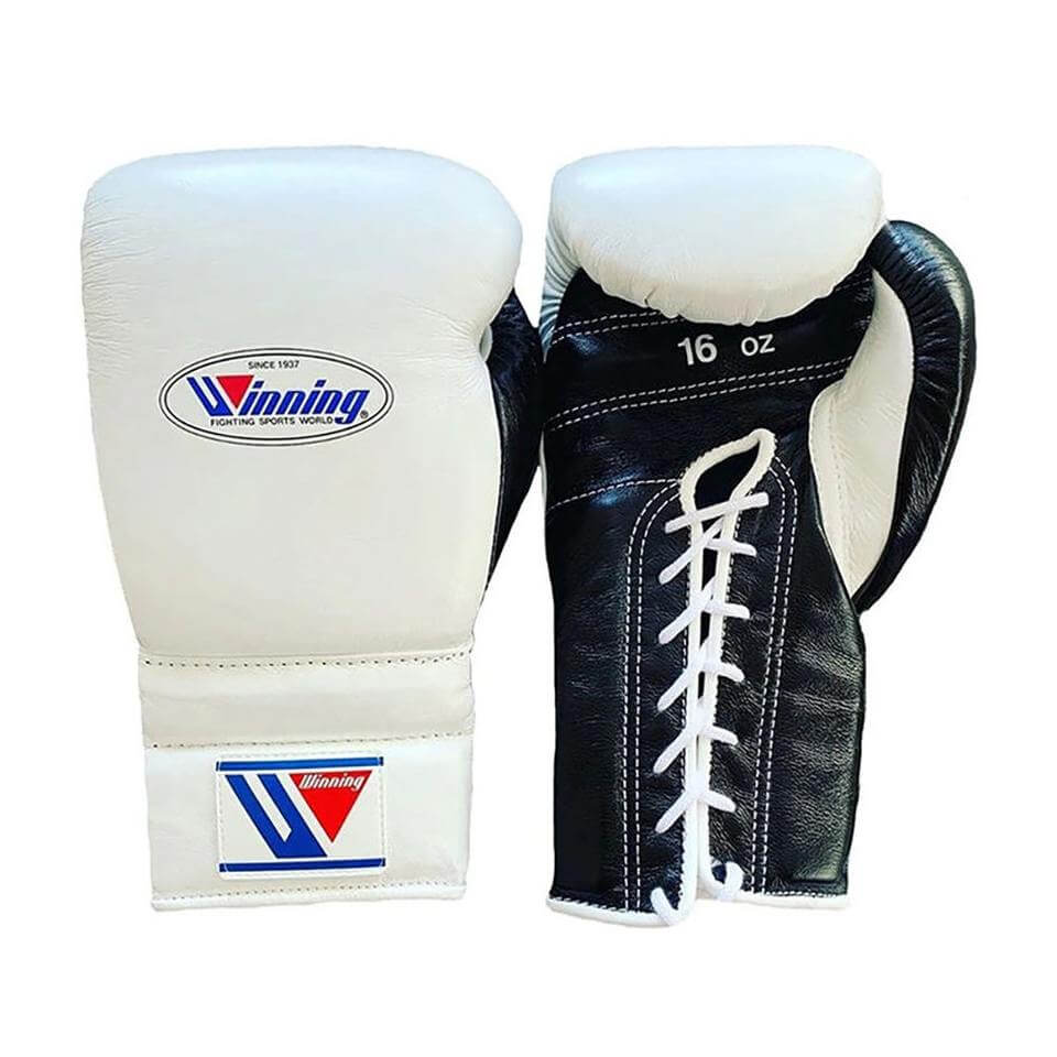 Winning Leather Boxing Set White/Black Gym Training Kit Gloves View