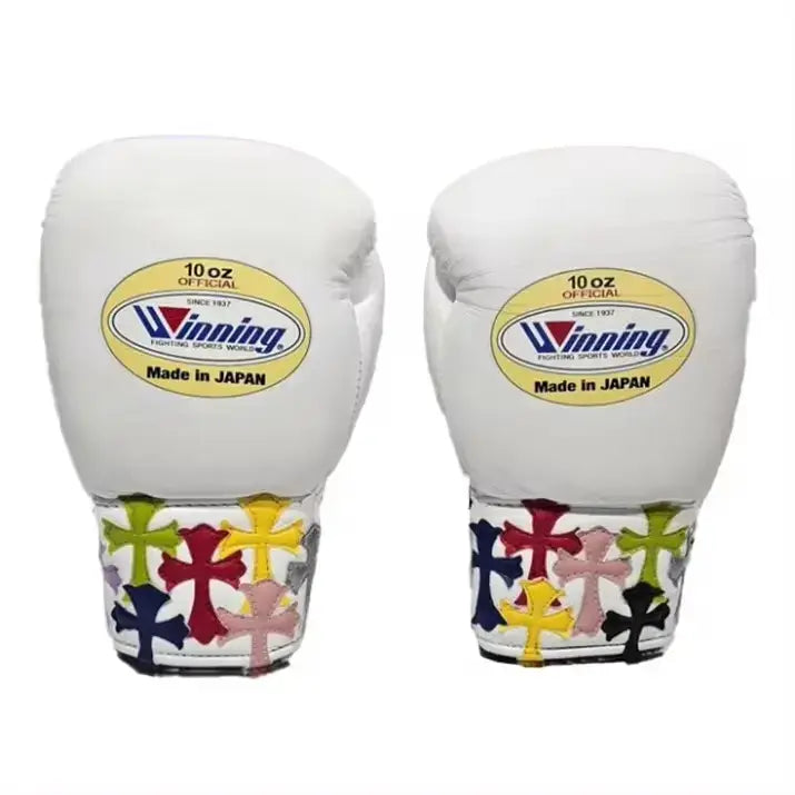Winning Boxing Gloves White Curved Leather Gloves for Sparring
