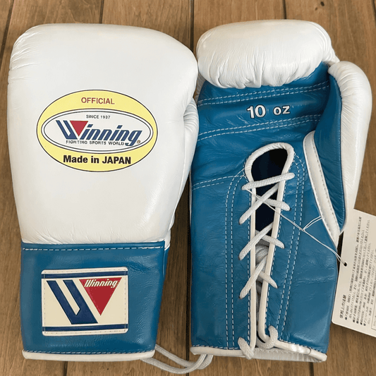 Winning White/Blue Boxing Gloves Beginner Friendly Training Gloves