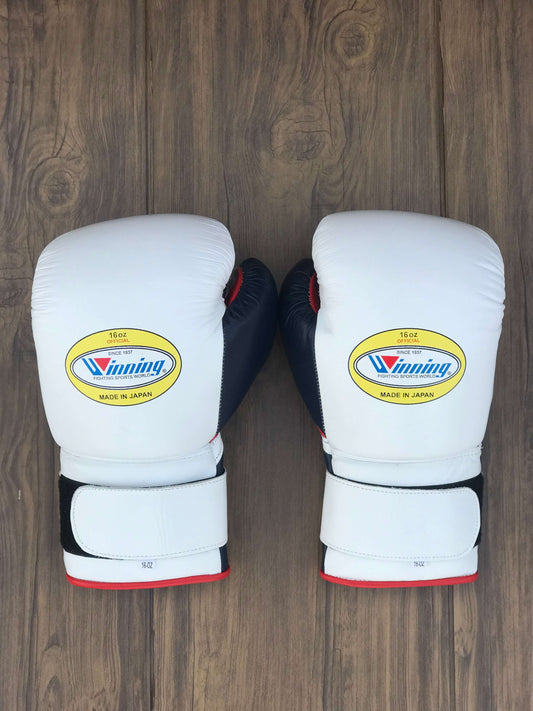 Winning White/Black/Red Velcro Boxing Gloves Classic Training Gloves