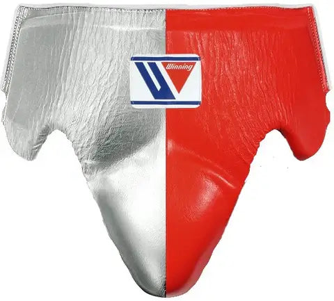 Winning Boxing Groinguard Silver/Red Groin Cup for Combat Drills